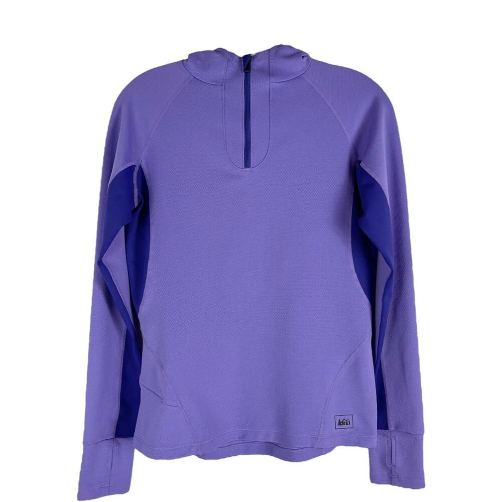 REI purple pullover 1/4 zip hoodie hiking camping outdoor active top jacket XS